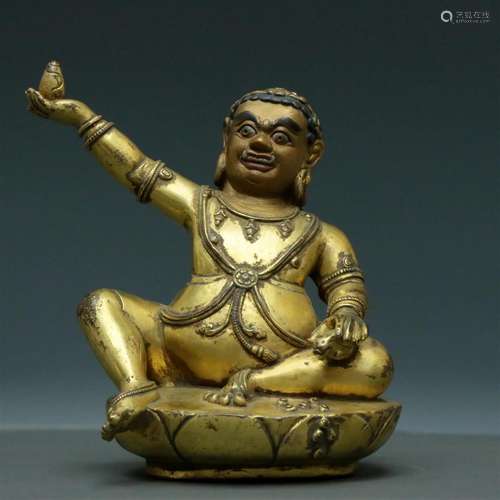 A Brilliant Gilt-Bronze Figure Of Kubera