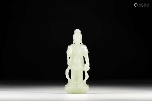 Hetian jade guanyin stands resembleSize: 5.5 x3.1 x14.8 cm a...