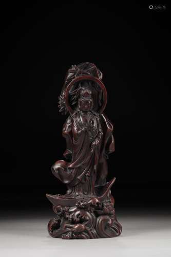 , boxwood guanyin stands resembleSize: 11.1 x9.2 x26cm, weig...