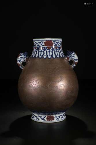 , "" blue and white youligong antique copper glaze...