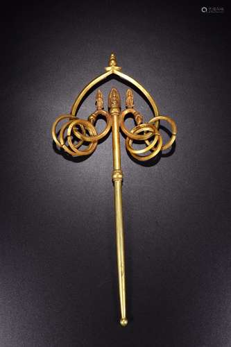 : copper and gold western three stavesSize: 37 cm long 12.5 ...