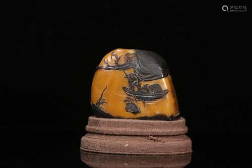 Stories of field-yellow stone carving a skin good seal furni...