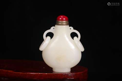 Hetian jade ears snuff bottle, the quality of the jade exqui...