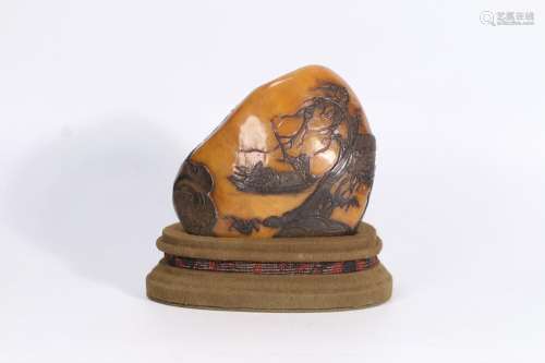 Field-yellow stone a skin seal, excellent tian stone carving...