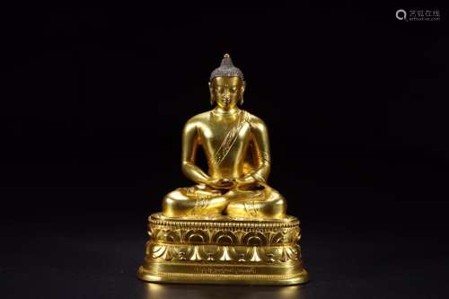 : copper and gold Buddha statueSize: 13 cm long 8 cm wide 17...