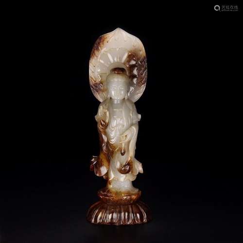 Treasures, and hetian jade avalokitesvara11 6 high 31 cm wid...