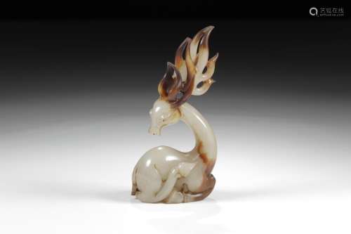 Deer, hotan jade lie the piecesSize: 7 x4. 6 x15cm, weighs 3...