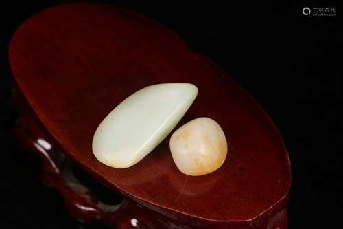 2 pieces of original rock of xinjiang hetian jade seed makin...