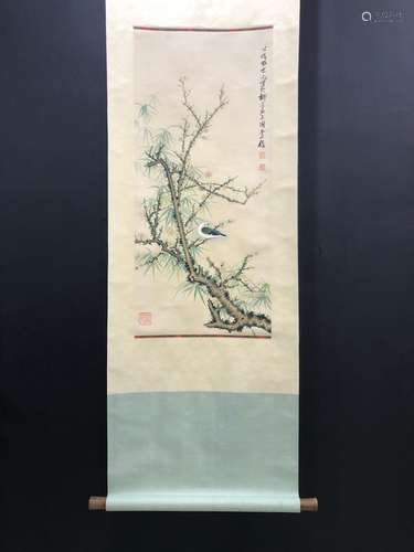 , Tian Shiguang paper flowers and birdsSize, x82.5 37.5 cm