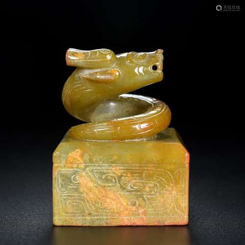 , rare hetian jade panlong sealsSize, 7.5 cm long and 5.8 5....