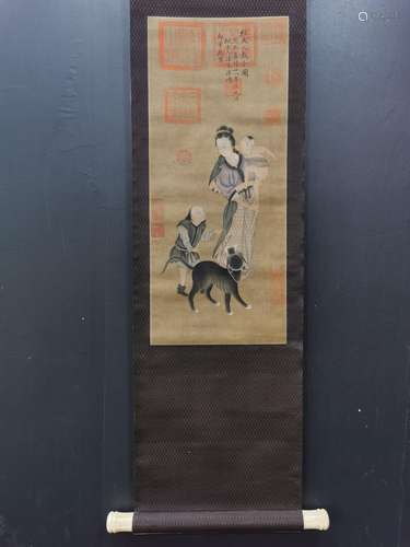 Mrs, emperor jiajing YuBi silk scroll cheng godson figureSiz...