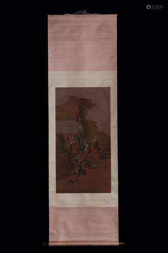 , "Ding Yunpeng" figure silk scroll vertical shaft...