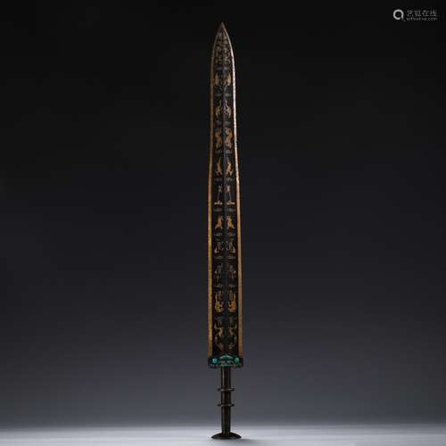 Copper and gold gilding jianSize 59.8 5 cm wide long weighs ...