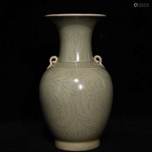 The kiln carved flower grain double system bottle 21.5 x13