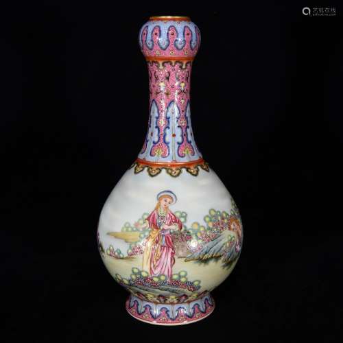 Colored enamel character story lines garlic bottle, 28.5 x 1...