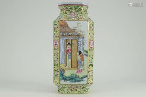 "Model of green pastel medallion godson figure four bot...