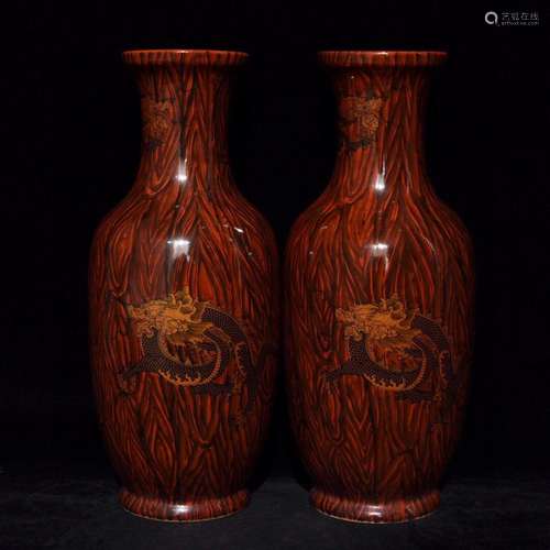 28.3 x11.5 wood grain glaze dragon dish buccal bottle