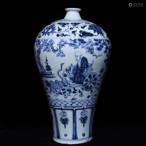 Blue and white figure mei bottle 44.2 x26 guiguzi down the m...