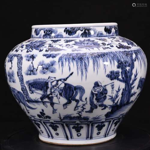 Big blue and white zhaojun Sue linen from green material fil...