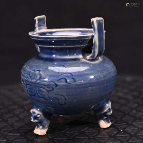 Big ji blue glaze carving around branch pattern furnace ince...