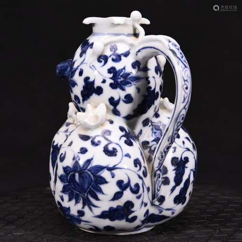 Big blue tie up lotus flower grain 28-volume gourd wine pot ...