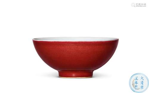 清雍正丨祭红釉碗