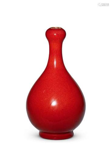 清乾隆丨钧红釉蒜头瓶