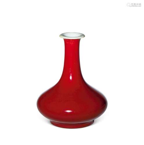 清乾隆丨红釉荸荠瓶