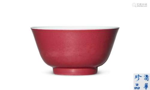清晚期丨胭脂红釉碗