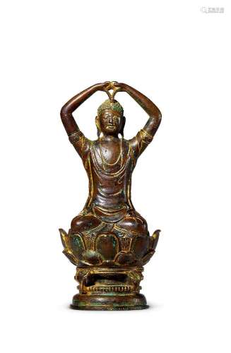 明丨铜鎏金释迦牟尼坐像