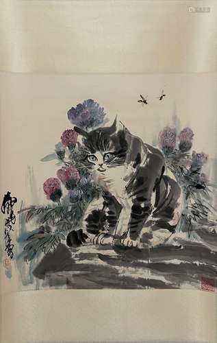 黄胄 猫 设色纸本立轴