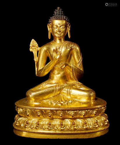 明代 銅鎏金釋迦牟尼佛像