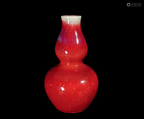清代 紅釉葫蘆瓶