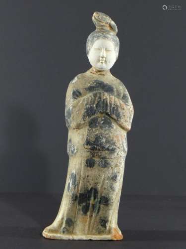 Chine, époque dynastie Tang (618-907), statuette en terre cu...