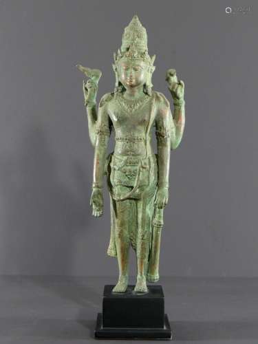 Indonésie, Fin Du XIXème Siècle, Statue De Vishnou En Bronze...