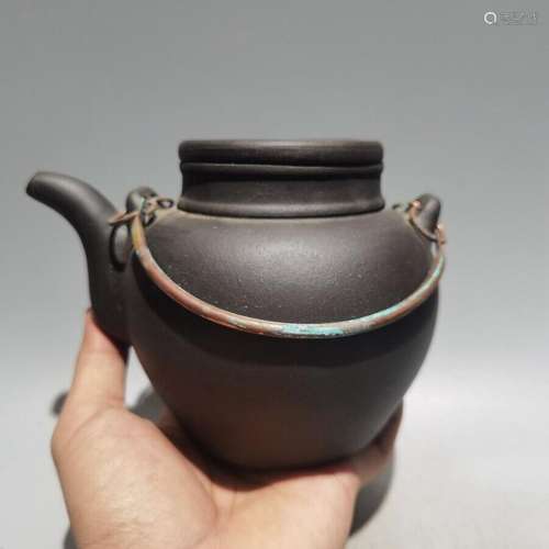 China Yixing Clay Teapot copper handle Lifting beam Purple s...