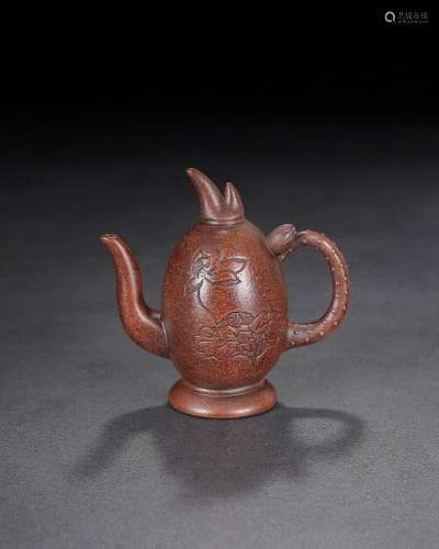 China old Yixing Clay Teapot Handcarved lotus pots Purple sa...