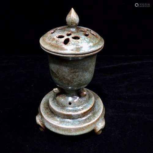 old Chinese Song Ru porcelain Crackle Glaze Handmade Incense...