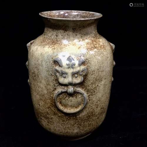 old Chinese Song Ru porcelain Handmade tiger head jar pots 8...