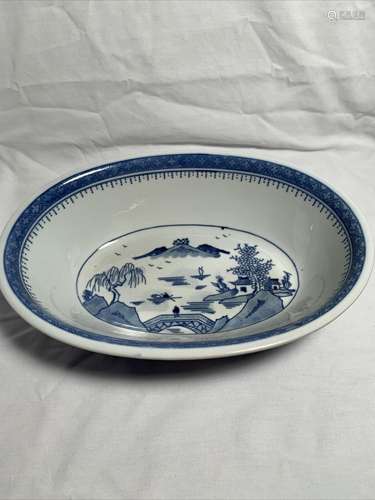 Vintage Chinese Qing Canton Nanking Blue & White Export ...