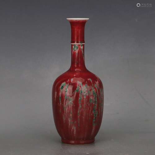 Old Chinese porcelain Qing Kangxi Beauty drunk red glaze han...