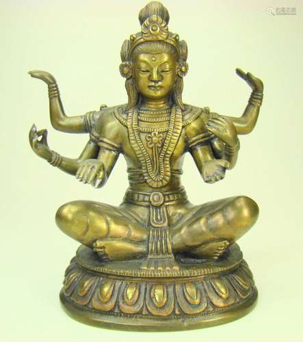 ANTIQUE CHINESE BRONZE POSSIBLY TIBETAN BUDDHA STATUE