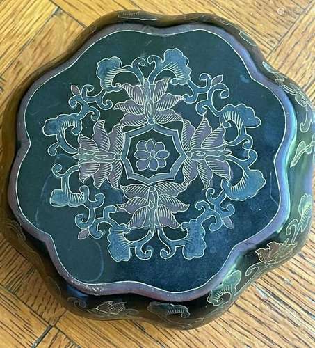 Vintage Chinese Export Black Lacquer Hand Painted Box