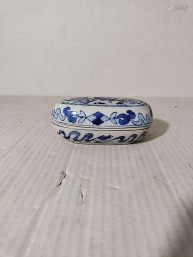 Antique Republic Of China Porcelain Blue And White Trinket B...