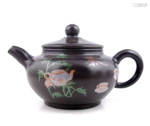 YiXing Zisha Clay 100% Hand Crafted Teapot Bamboo Gold Chara...