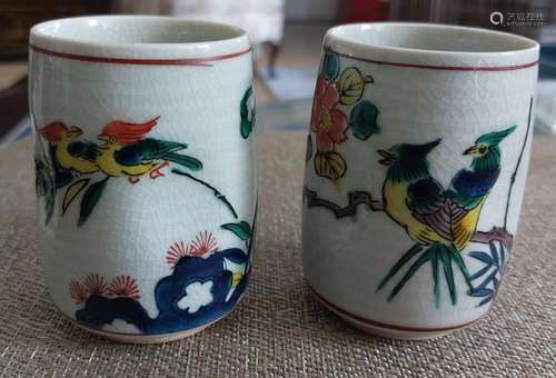 VINTAGE PAIR SIGNED CA 1930'S CHINESE BRUSH POTS HAND PA...