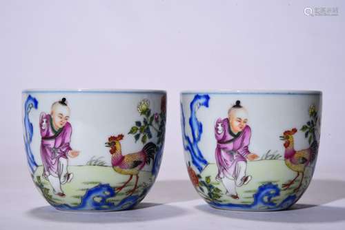 Archaize, pastel acknowledged chicken cylinder cup a pair of...