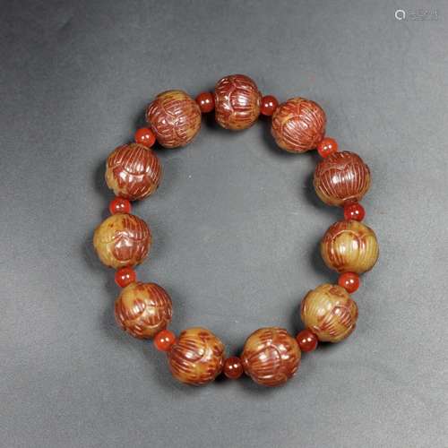 Hetian jade hand strings, exquisite jade oil moisten, patina...