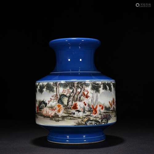 The fifties and sixties ZhangJian draw pastel yutu grain blu...