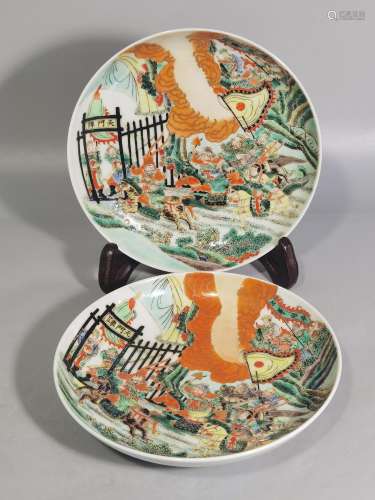 Colorful stories of knife horse plate of diameter of 14.8